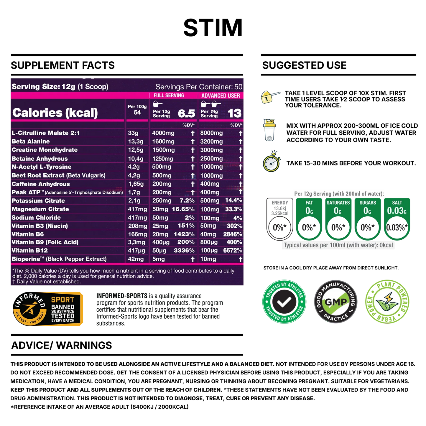 10X Athletic Stim 600G